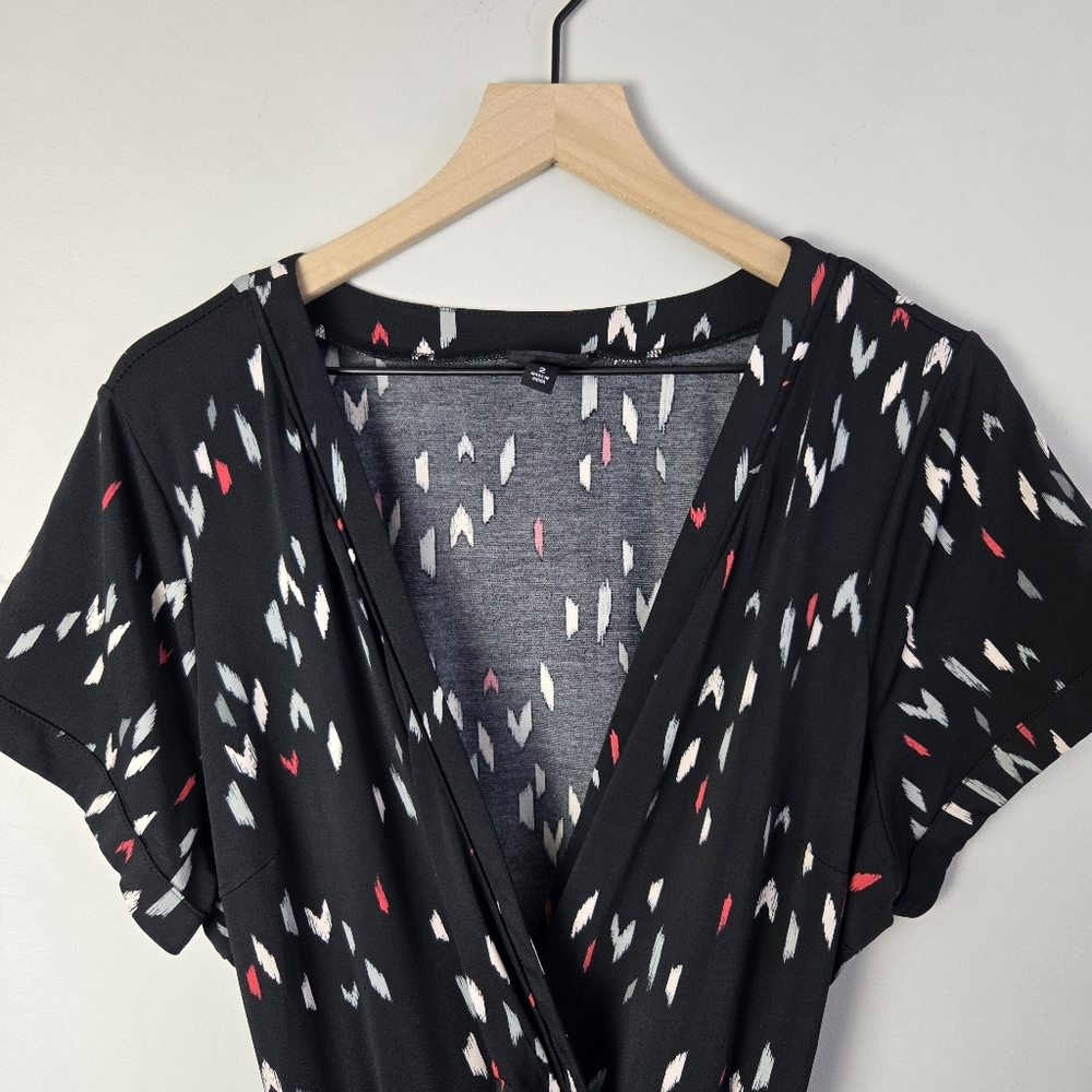 Torrid Black Faux Wrap Dress Black Printed Plus Size 2 - Picture 3 of 9